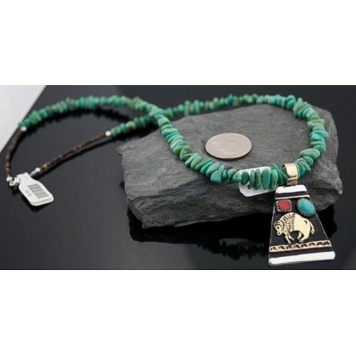 12kt Gold Filled Handmade Buffalo Certified Authentic .925 Sterling Silver Navajo Turquoise Native American Necklace 390619935946 12kt Gold Filled Handmade Buffalo Certified Authentic .925 Sterling Silver Navajo Turquoise Native American Necklace 390619935946