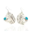 .925 Sterling Silver Handmade KOKOPELI Certified Authentic Navajo Natural Turquoise Dangle Native American Earrings 27174-1