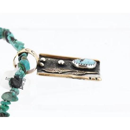 12kt Gold Filled and .925 Sterling Silver Handmade Rose Certified Authentic Navajo Turquoise Native American Necklace 371007017698