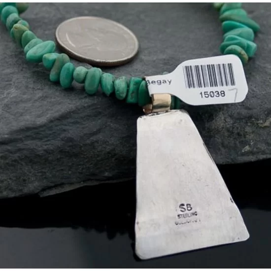 12kt Gold Filled Handmade Buffalo Certified Authentic .925 Sterling Silver Navajo Turquoise Native American Necklace 390619935946