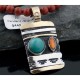 12kt Gold Filled .925 Sterling Silver Handmade Certified Authentic Navajo Natural Turquoise Jasper Native American Necklace 15034-15-1577