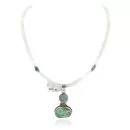 .925 Sterling Silver Handmade Signed Certified Authentic Navajo Turquoise Quartz Native American Necklace 10049-3-15786