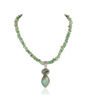 Handmade Navajo .925 Sterling Silver Natural Turquoise and Turquoise Native American Necklace 10053 Handmade Navajo .925 Sterling Silver Natural Turquoise and Turquoise Native American Necklace 10053