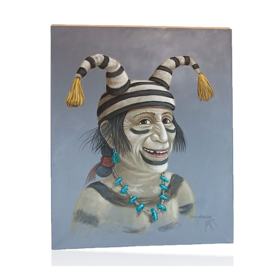 $400 Navajo Clown Painted by Certified Authentic Acrylic Native American Painting  10801