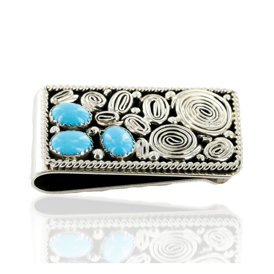 Handmade Certified Authentic Nickel Natural Turquoise Native American Money Clip 11237 Handmade Certified Authentic Nickel Natural Turquoise Native American Money Clip 11237