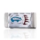 Bear and Bear Paw .925 Sterling Silver Ray Begay Certified Authentic Handmade Navajo Native American Natural Turquoise Coral Money Clip 11253-9