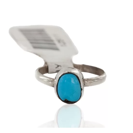 Certified Authentic 925 Sterling Silver Handmade Navajo Natural Turquoise Native American Ring  12511-2