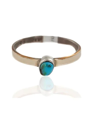 12kt Gold Filled 925 Sterling Silver Certified Authentic Handmade Navajo Natural Turquoise Native American Ring  12513-1