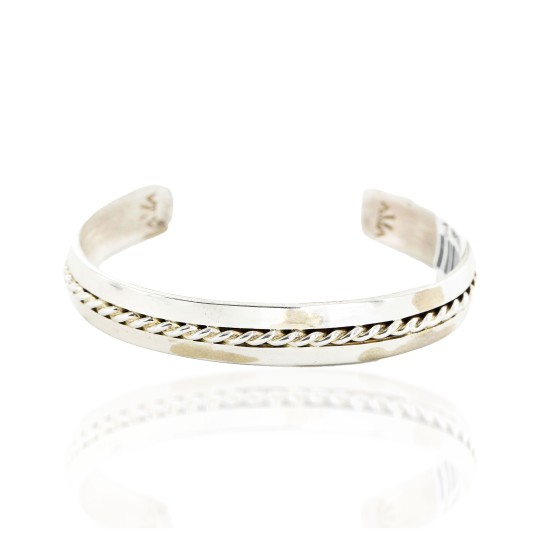 Handmade Certified Authentic Navajo .925 Sterling Silver Native American Bracelet 12538-2