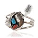 Handmade Certified Authentic Signed Navajo .925 Sterling Silver Natural Turquoise and Coral Native American Bracelet 12616