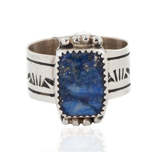 925 Sterling Silver Handmade Certified Authentic Navajo Natural Lapis Native American Ring  12627
