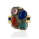 .925 Sterling Silver And 12kt Gold Filled HANDMADE Certified Authentic Navajo MULTICOLOR Native American Ring 12691-2 .925 Sterling Silver And 12kt Gold Filled HANDMADE Certified Authentic Navajo MULTICOLOR Native American Ring 12691-2