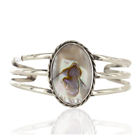 Handmade Certified Authentic Navajo Nickel Mother of Pearl Native American Bracelet 12800-0 Handmade Certified Authentic Navajo Nickel Mother of Pearl Native American Bracelet 12800-0