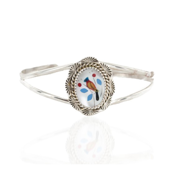 Handmade Navajo .925 Sterling Silver Natural Turquoise Coral Mother of Pearl Onyx Inlay Bracelet NB150918002216 Handmade Navajo .925 Sterling Silver Natural Turquoise Coral Mother of Pearl Onyx Inlay Bracelet NB150918002216