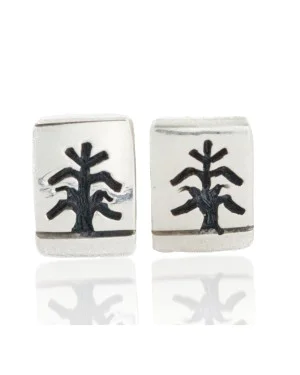 Handmade Kachina Certified Authentic Hopi .925 Sterling Silver Stud Native American Earrings 12854-4