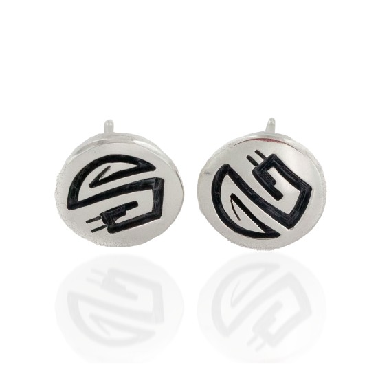 Handmade Certified Authentic Hopi .925 Sterling Silver Stud Native American Earrings . 12855-1 All Products 12855-1 12855-1 (by LomaSiiva)