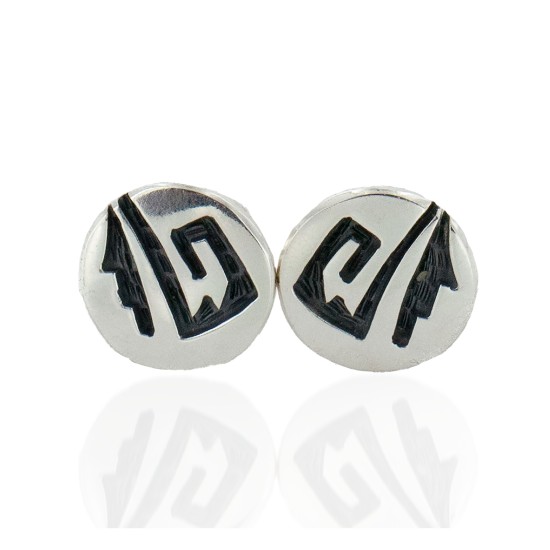 Handmade Certified Authentic Hopi .925 Sterling Silver Stud Native American Earrings 5 12855-7 All Products 12855-7 12855-7 (by LomaSiiva)