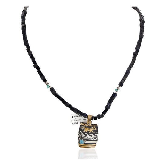 Horse 12kt Gold Filled and .925 Sterling Silver Handmade Certified Authentic Navajo Natural Turquoise Purple Goldstone Native American Necklace 14456-14-10225 Horse 12kt Gold Filled and .925 Sterling Silver Handmade Certified Authentic Navajo Natural Turquoise Purple Goldstone Native American Necklace 14456-14-10225