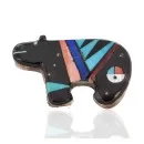 Certified Authentic Handmade Signed Navajo .925 Sterling Silver Natural Turquoise and Multicolor Native American Pin and Pendant 14469