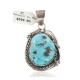 Certified Authentic .925 Sterling Silver Handmade Navajo Natural Turquoise Native American Pendant 14993