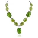 Certified Authentic Navajo .925 Sterling Silver Composite Gaspeite Native American Necklace 15390