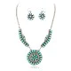Handmade Certified Authentic Navajo .925 Sterling Silver Natural Turquoise Set Native American Necklace Earrings 15789-14644