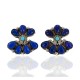 Handmade Certified Authentic Petit Point Zuni .925 Sterling Silver Natural Turquoise and Lapis Stud Native American Earrings 15823