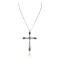 .925 Sterling Silver Handmade Cross Certified Authentic Signed Navajo Coral Natural Turquoise Tigers Eye Black Onyx Malachite Native American Necklace 15836