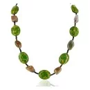 Certified Authentic Navajo .925 Sterling Silver Agate and Composite Gaspeite Native American Necklace 16021