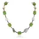 Certified Authentic Navajo .925 Sterling Silver Natural Jasper and Composite Gaspeite Native American Necklace 16087