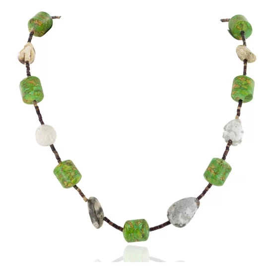 Certified Authentic Navajo .925 Sterling Silver Natural Jasper and Composite Gaspeite Native American Necklace 16087 Certified Authentic Navajo .925 Sterling Silver Natural Jasper and Composite Gaspeite Native American Necklace 16087