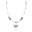 Certified Authentic Navajo .925 Sterling Silver White Howlite Abalone Hematite Native American Necklace 16090-1