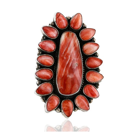 Handmade Certified Authentic Flower Signed Navajo .925 Sterling Silver Spiny Oyster Native American Ring 16421 Handmade Certified Authentic Flower Signed Navajo .925 Sterling Silver Spiny Oyster Native American Ring 16421