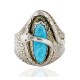 Handmade Certified Authentic Snake Signed by SHAKEY Navajo .925 Sterling Silver Natural Turquoise Native American Ring  16509