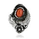 Handmade Certified Authentic Flower Navajo Coral Native American Ring  1657