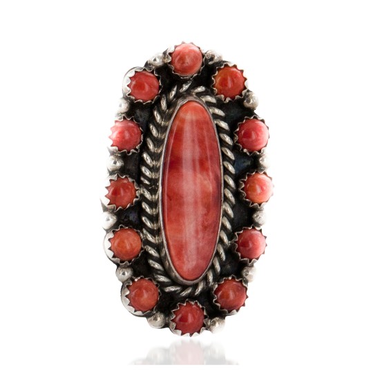 925 Sterling Silver Handmade Certified Authentic Navajo Natural Spiny Oyster Native American Ring 16607 925 Sterling Silver Handmade Certified Authentic Navajo Natural Spiny Oyster Native American Ring 16607