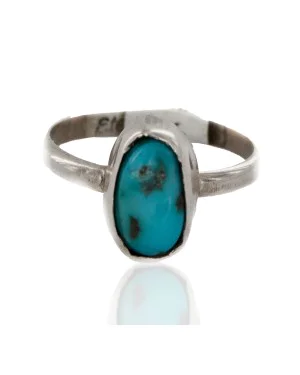 925 Sterling Silver Handmade Certified Authentic Navajo Natural Turquoise Native American Ring  16803-0