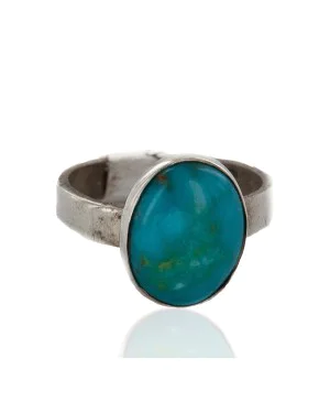 925 Sterling Silver Handmade Certified Authentic Navajo Natural Turquoise Native American Ring  16803-00
