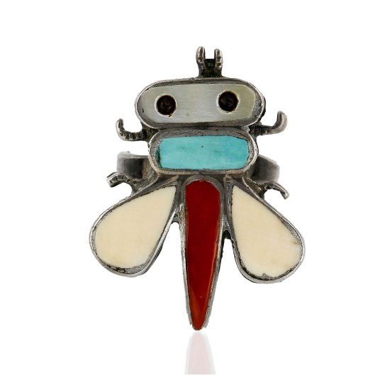 Handmade Dragonfly Certified Authentic Navajo .925 Sterling Silver Multicolor Natural Turquoise Native American Ring 16830 Handmade Dragonfly Certified Authentic Navajo .925 Sterling Silver Multicolor Natural Turquoise Native American Ring 16830
