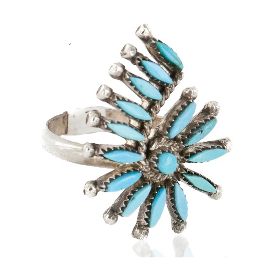 Handmade Certified Authentic Zuni .925 Sterling Silver Natural Turquoise Native American Ring  16984-1