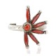 Petit Point Handmade Certified Authentic Zuni .925 Sterling Silver Coral Native American Ring  16985-2