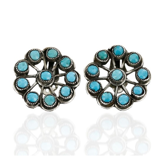 Certified Authentic Handmade Navajo .925 Sterling Silver Clip Native American Earrings Natural Turquoise 17488 Certified Authentic Handmade Navajo .925 Sterling Silver Clip Native American Earrings Natural Turquoise 17488