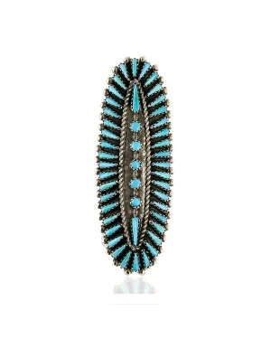 Handmade Certified Authentic Petit Point Zuni Signed by AVN .925 Sterling Silver Natural Turquoise Native American Ring  17904