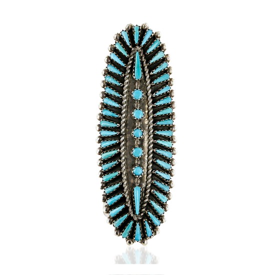 Handmade Certified Authentic Petit Point Zuni Signed by AVN .925 Sterling Silver Natural Turquoise Native American Ring 17904 Handmade Certified Authentic Petit Point Zuni Signed by AVN .925 Sterling Silver Natural Turquoise Native American Ring 17904