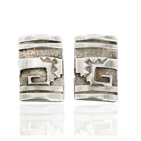 Navajo Handmade Sterling Silver Clip On Earrings 