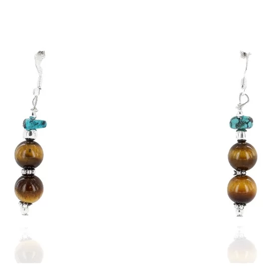 Certified Authentic Navajo .925 Sterling Silver Hooks Natural Turquoise and Tigers Eye Native American Earrings 18068-2-2 Certified Authentic Navajo .925 Sterling Silver Hooks Natural Turquoise and Tigers Eye Native American Earrings 18068-2-2
