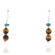 Certified Authentic Navajo .925 Sterling Silver Hooks Natural Turquoise and Tigers Eye Native American Earrings 18068-2-2