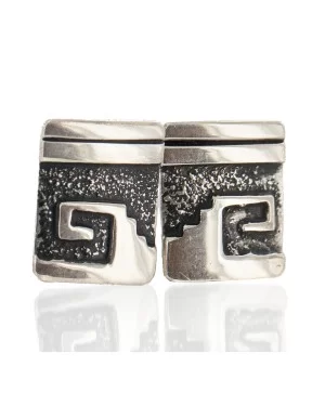 Certified Authentic Handmade .925 Sterling Silver Navajo Native American Earrings 18178