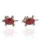 Handmade Certified Authentic Turtle .925 Sterling Silver Coral Native American Stud Earrings 18185-2