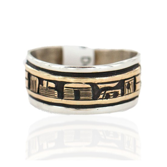12k Gold Filled .925 Sterling Silver Certified Authentic Hopi Story Teller Native American Ring  18307